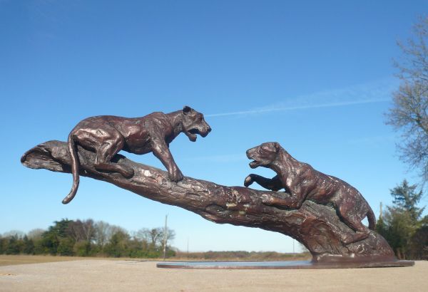#Bronze #sculpture by #sculptor Graham High titled: 'Jaguars (Bronze Two Squabbl...
