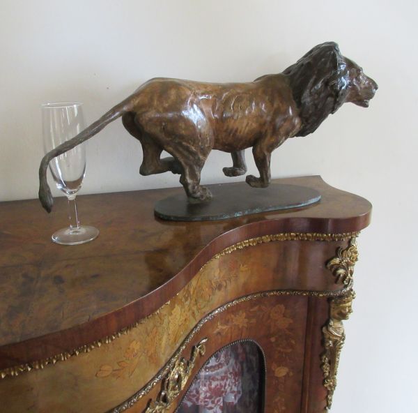 #Bronze #sculpture by #sculptor Graham High titled: 'Lion (Little Bronze Chargin...