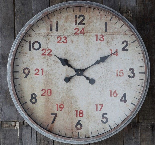 Metal and Wood 24 Hour Clock