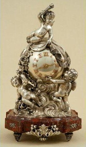 Rare silver pendulum clock, Russia, St Petersburg, late nineteenth-early twentie...