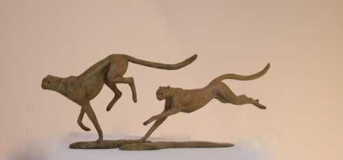 #Bronze #sculpture by #sculptor Andrew MacCallum titled: 'Speed (Bronze Pair Che...