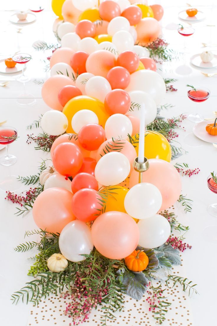 No one ever said you couldn't have your DIY balloon Friendsgiving table cent...