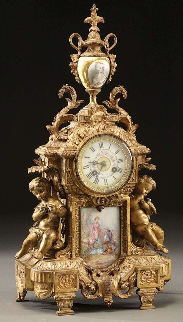 305: a mantle clock, french louis xvi style gilt bronze