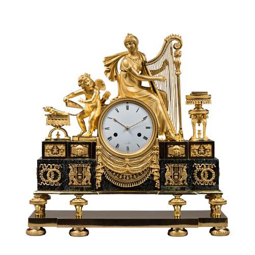 Important Gilt Bronze Mantel Clock “The Music Lesson” or “Homage to Joséphine”