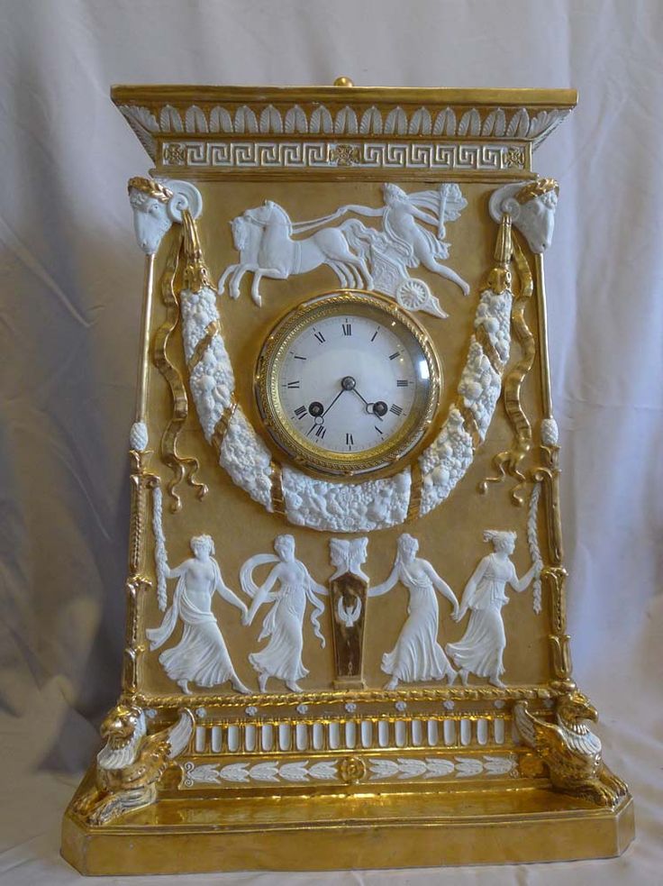 Late 19th/early 20th Century Samson Bisque porcelain Mantel Clock - in neo-class...