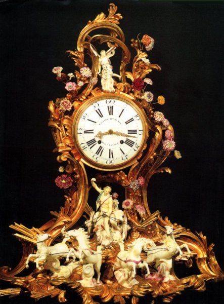 Louis XV Ormoulu And Porcelain Clock Depicting Apollo And The Chariot Of The Sun...