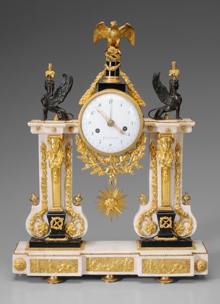 Louis XVI Marble, Bronze Doré Clock...