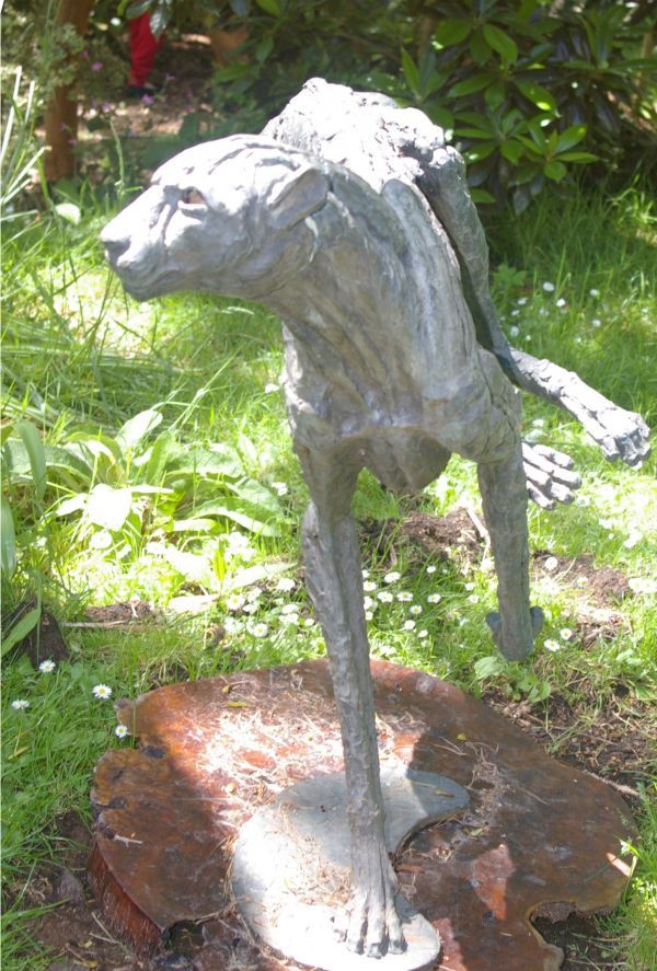 Bronze lost wax #sculpture by #sculptor Jan Sweeney titled: 'Big Turning Cheetah...
