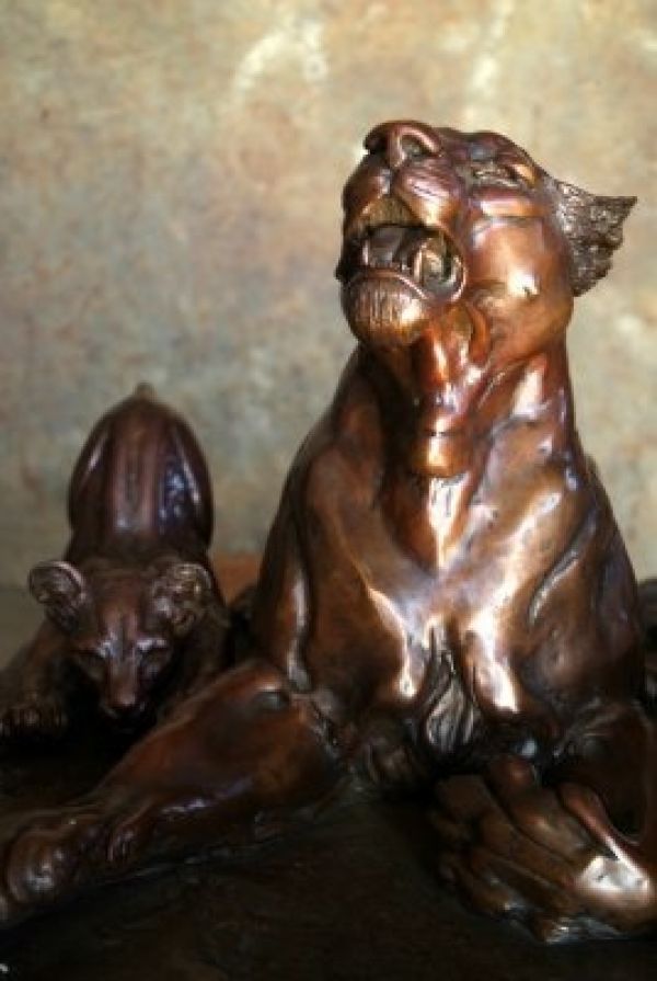 #Bronze #sculpture by #sculptor Michael J Mawdsley titled: 'Savannah Siesta (Sma...