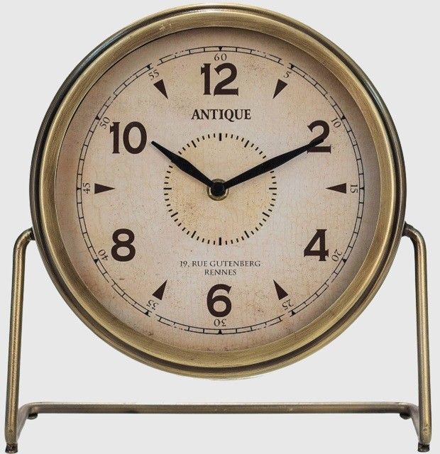 Antique Gold Metal Table Clock