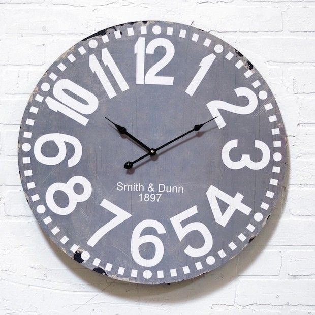 Grey Round Wood Wall Clock