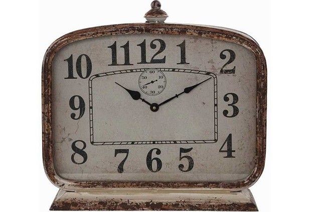 Large Rustic Metal Mantel Clock - From Antiquefarmhouse.com - www.antiquefarmho....