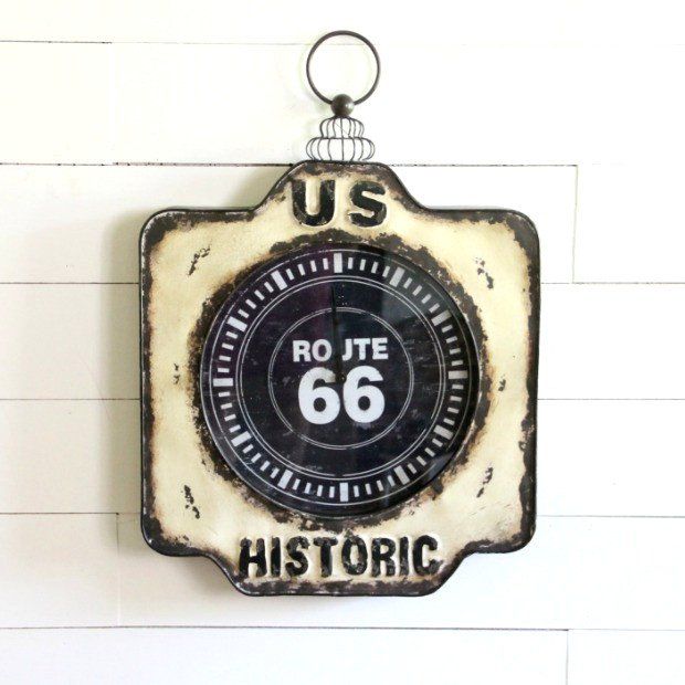 Metal Route 66 Road Sign Wall Clock...