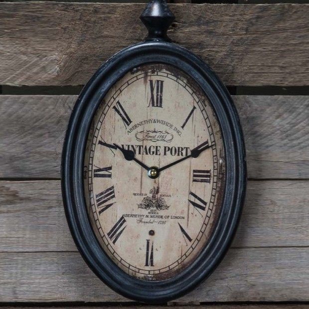 Metal Vintage Port Oval Wall Clock