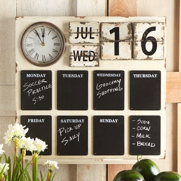 Perpetual Calendar With Clock and Daily Chalkboards
