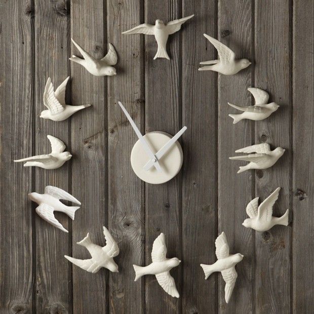 Porcelain Bisque Bird Wall Clock