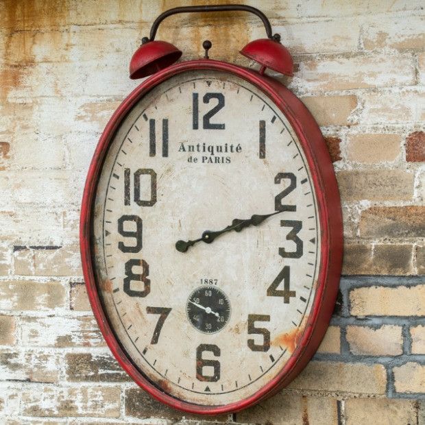 Red Wall Mount Two Bell Clock
