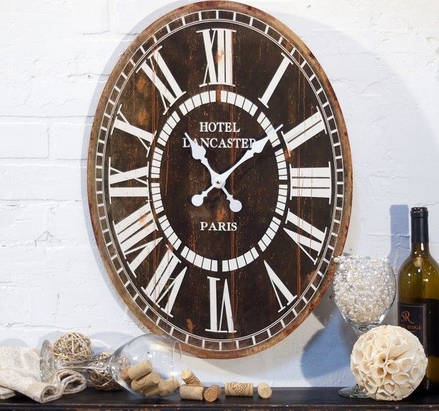 Rustic Wood Oval Wall Clock