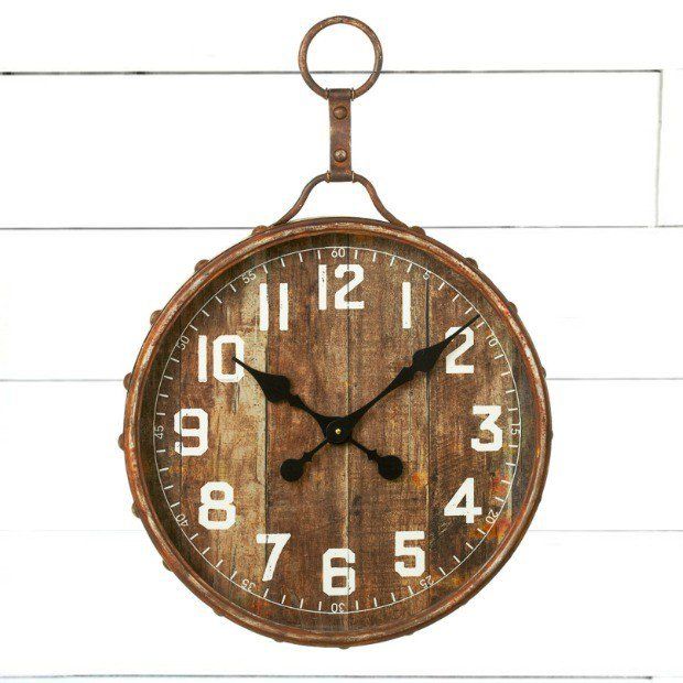Rustic Wood Pocket Watch Inspired Wall Clock