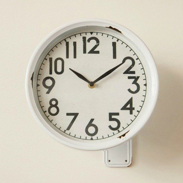 Traditional White Round Wall Clock With Bracket...