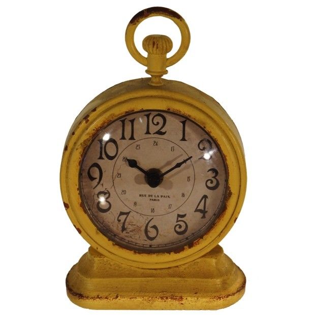 Yellow Metal Vintage Table Clock