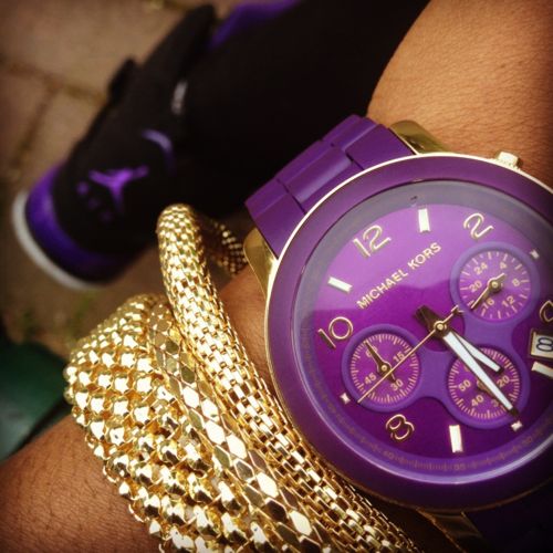 Michael Kors watch purple and gold