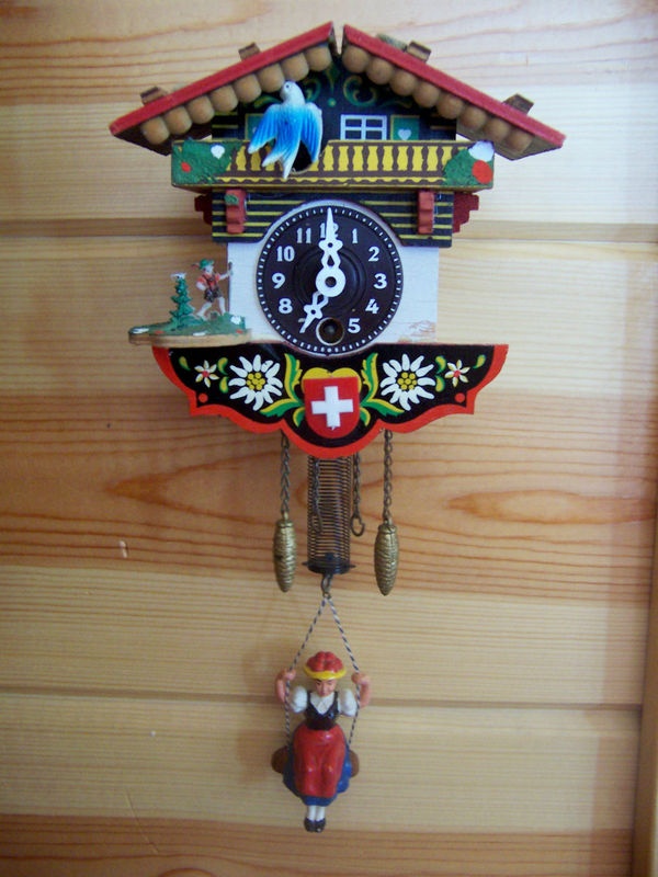 Swiss Decorative Wood House Cuckoo Wall Clock Switzerland