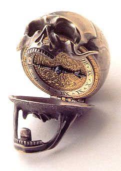 This seventeenth century memento mori skull pocket watch is kept in the Ashmolea...