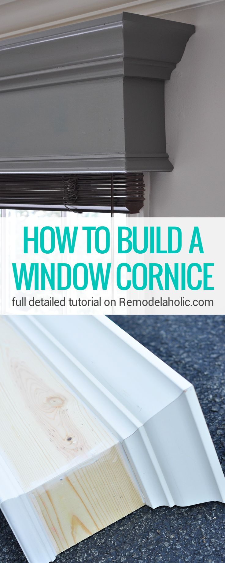 This DIY window cornice gives windows a MAJOR new look! Full detailed step-by-st...
