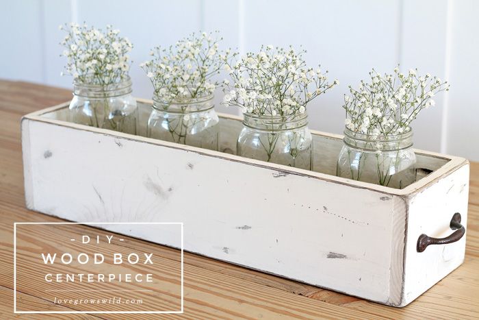 This rustic Wood Box Centerpiece is perfect for displaying flowers and other dec...