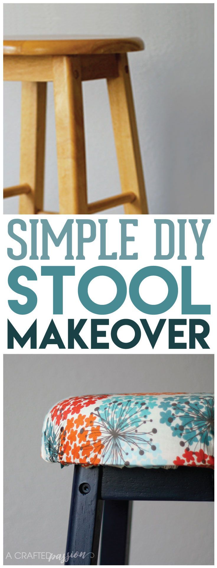 Bar stool makeover - All you need is a little paint, foam, fabric, and some TLC....