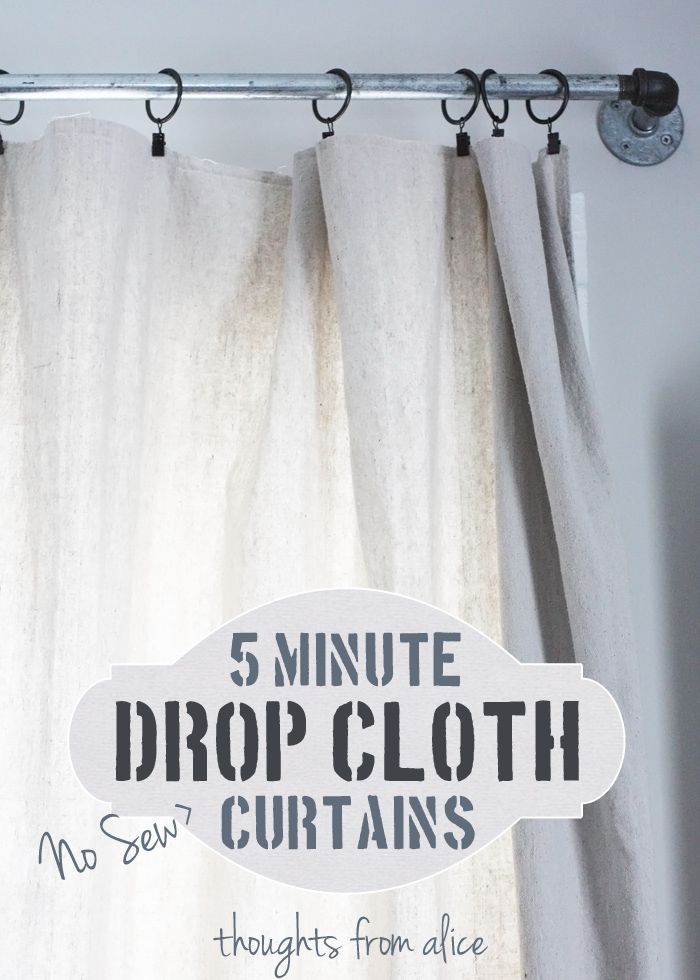 Thoughts from Alice: 5 Minute No Sew Drop Cloth Curtains