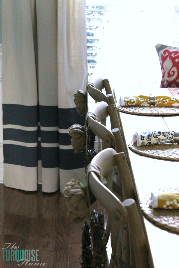 DIY Painted Drop Cloth Curtains | TheTurquoiseHome.com