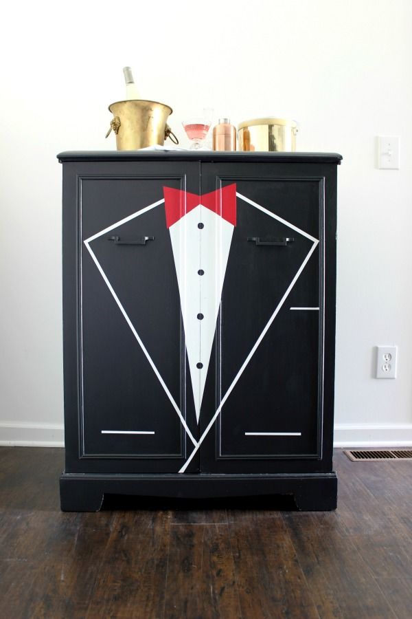 DIY Tuxedo Bar | Learn how to paint a bar front or any piece of furniture with a...