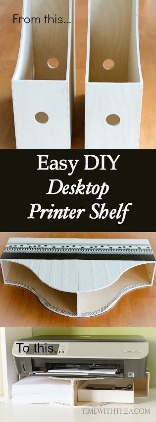 Easy DIY Desktop Printer Shelf ~ I was frustrated with the amount of space our p...