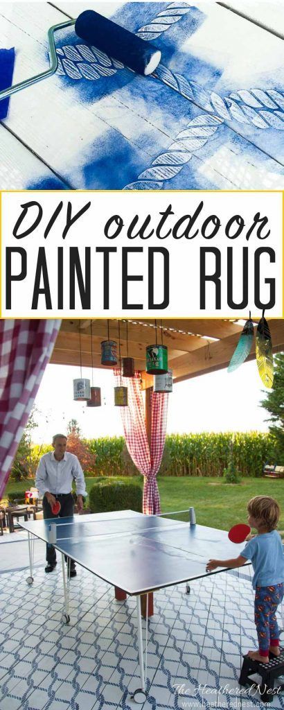 Honey, let's do this!! Painted Outdoor DIY Rug with a stencil and paint! Less ex...