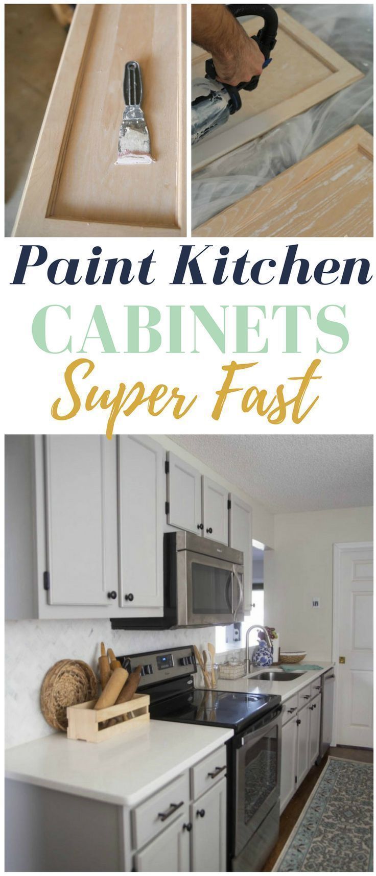 How to Paint Kitchen Cabinets Super Fast - Some serious time saving tricks here!