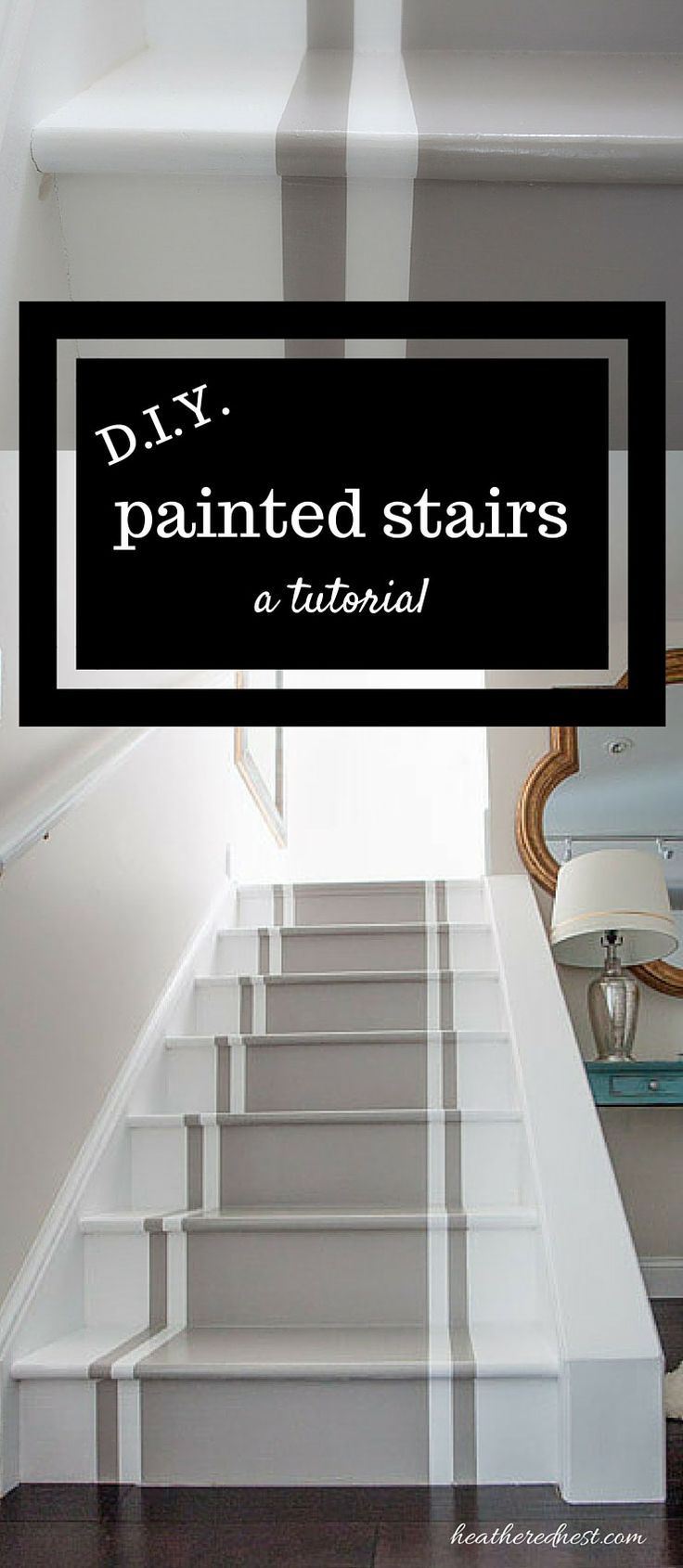 INCREDIBLE stair makeover with PAINT! SO much cheaper than stain or new stairs!!...