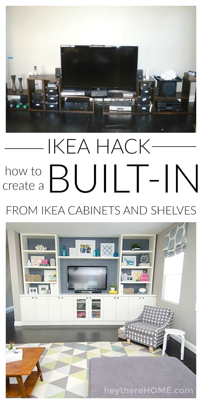 IKEA DIY built in hack using IKEA cabinets and shelves