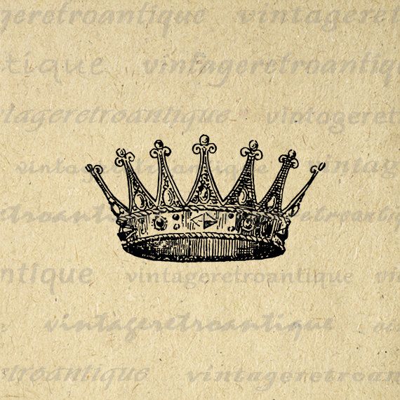 Printable Image Crown Graphic Digital Download Artwork Vintage Clip Art Jpg Png...