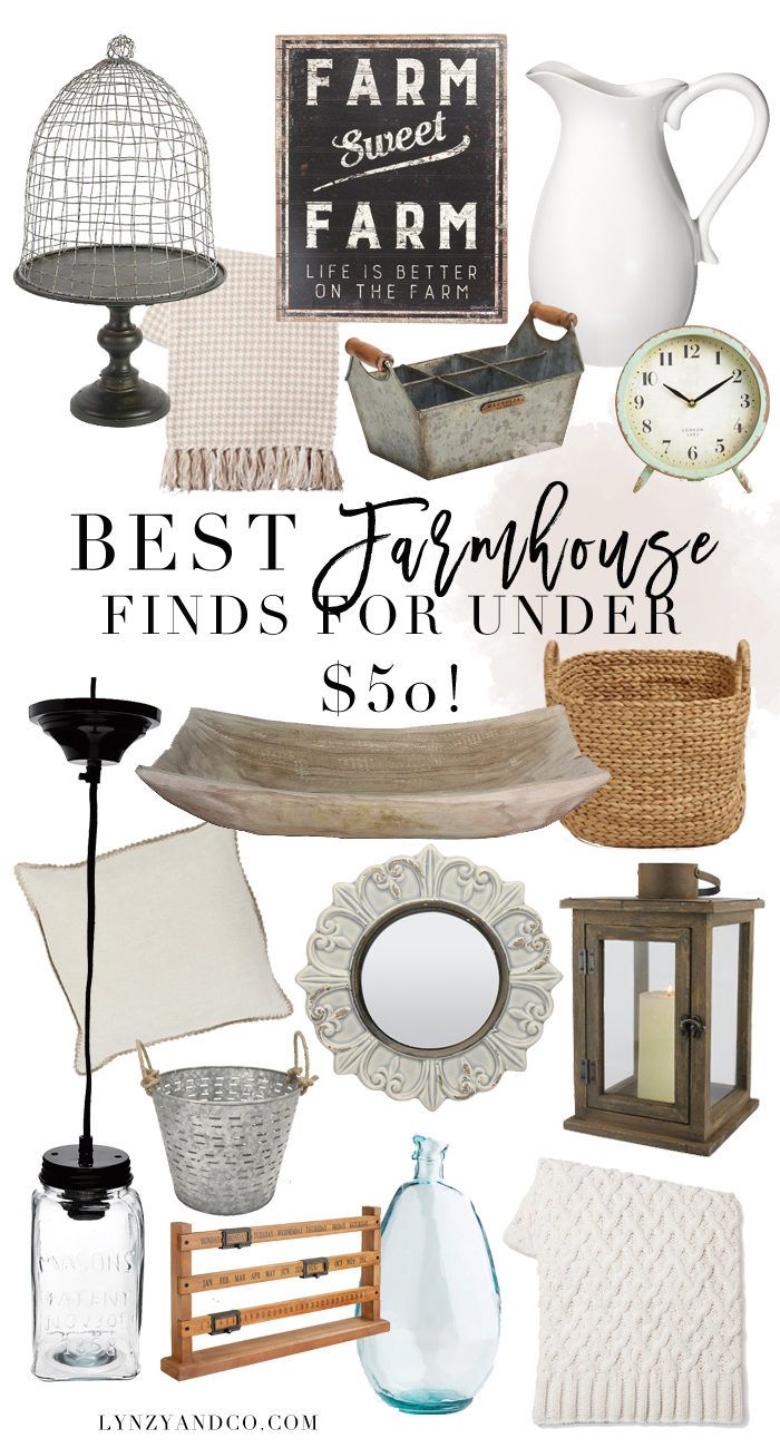 The best farmhouse finds for under $50! Add farmhouse accents to your home for a...