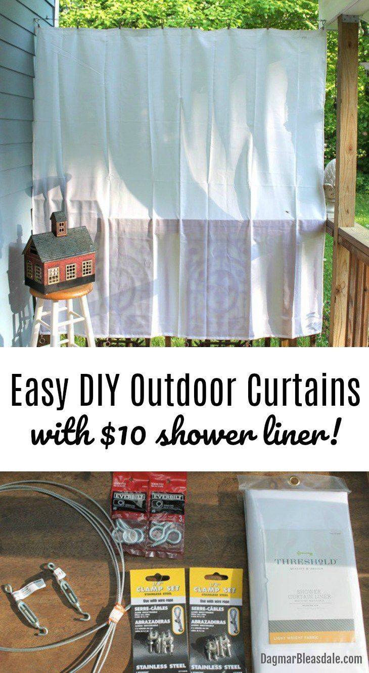 The EASIEST and cheapest way to hang DIY outdoor curtains, DIY porch curtains, D...