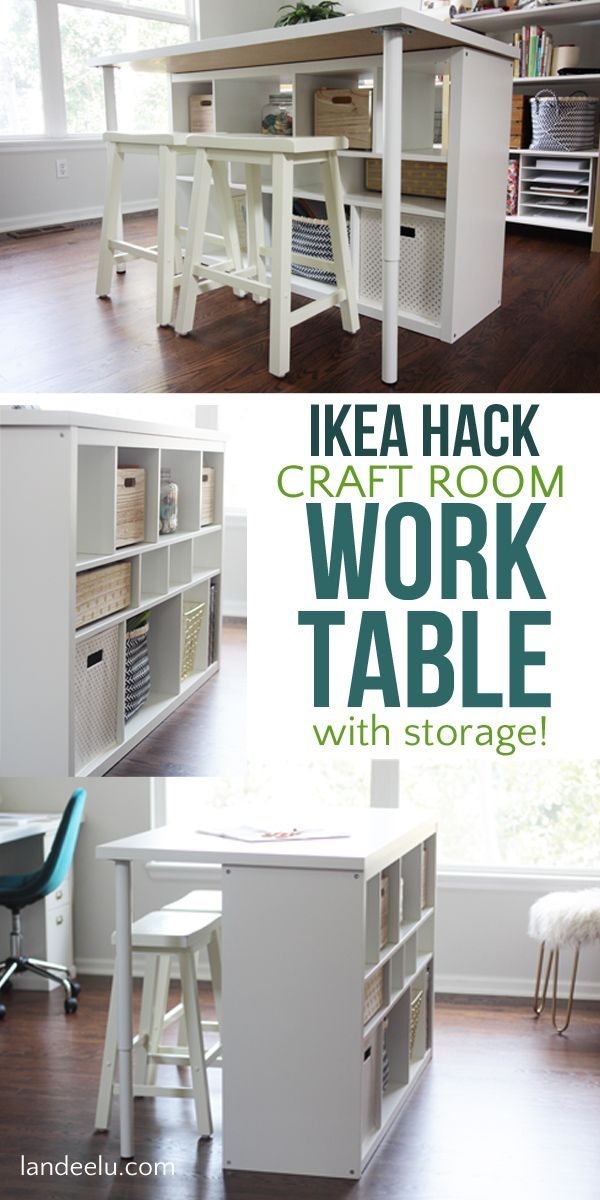 This is an awesome DIY Ikea Hack craft room table! I've been trying to figur...