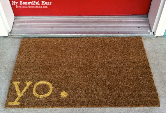 Witty Hand Painted Coir Welcome Mat yo. by mybeautifulmessshop, $38.00