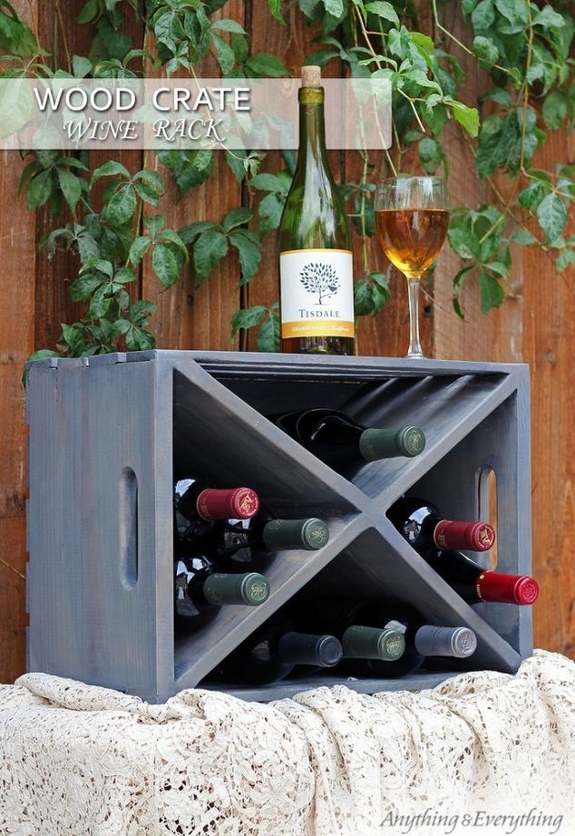 Wood Crate Turned Wine Rack: You can do so many things with wood crates, the pos...