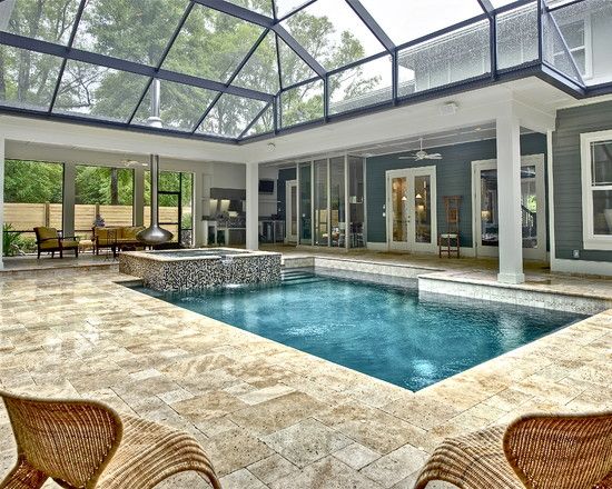 Screened Lanai+pool+outdoor Fireplace Design, Pictures, Remodel, Decor and Ideas...