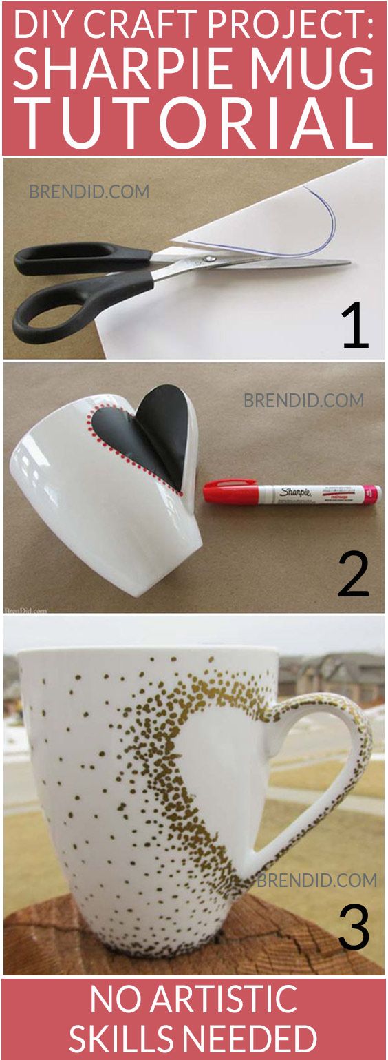 DIY Craft Project: Sharpie Mug Tutorial - Custom heart handle mugs that require...