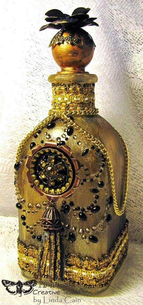 FRIENDS in ART: The Magic of A Golden Bottle on the Finnabair Blog Today