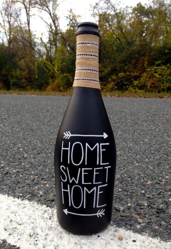 Home Sweet Home Chalkboard Wine Bottle / Rustic by Hinzpirations...