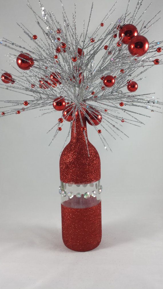 red Christmas wine bottle by NorthShoreWineGirl on Etsy...
